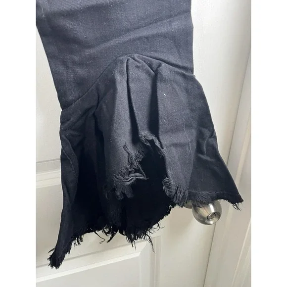 Citizens of Humanity Drew Flounce High Rise Crop Flare Jeans in Soiree Black 25 - Picture 10 of 15